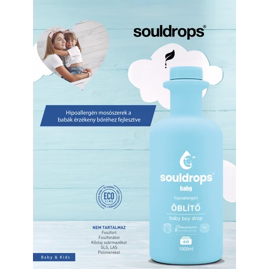 ÚJ! Souldrops baby boy drop hipoallergén-szenzitív textilöblítő babaruhákhoz1000 ml